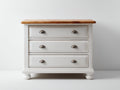 Commode - bois - 84x42x82 cm - blanc vieilli-bois naturel - style rustique
