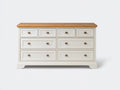 Commode - bois - 140x45x85 cm - blanc cassé-bois naturel - style campagne classique