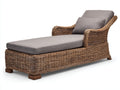 Bain de soleil - Rotin tressé-Tissu - 192x84x92 cm - Brun naturel-Gris taupe - Classique