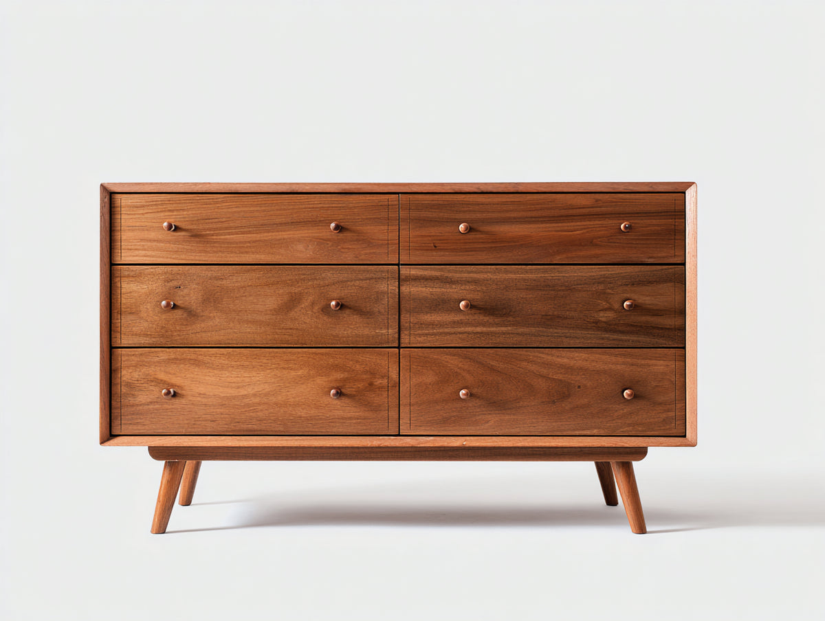 Commode - bois - 138x42x80 cm - noyer - style rétro moderne