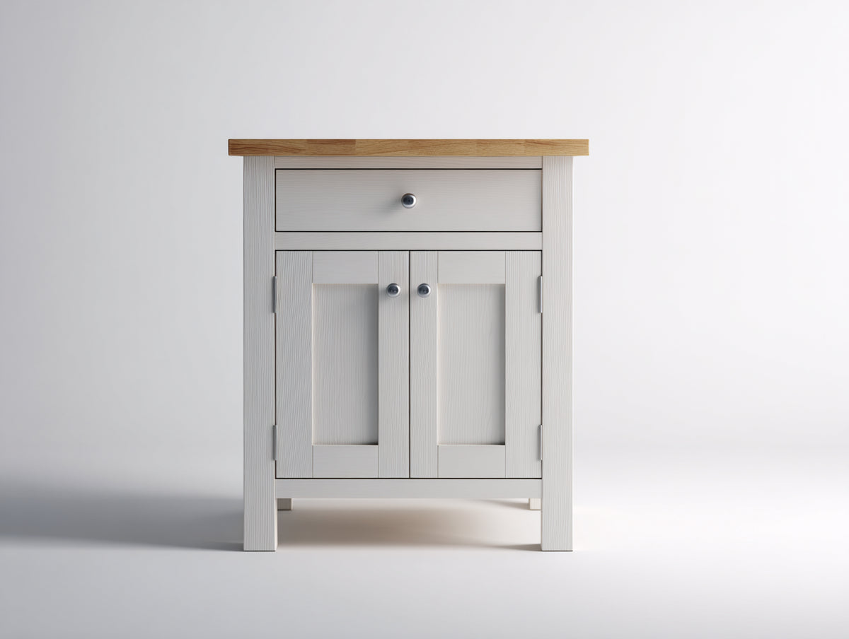 Buffet - bois - 68x39x89 cm - blanc-bois naturel - style campagne