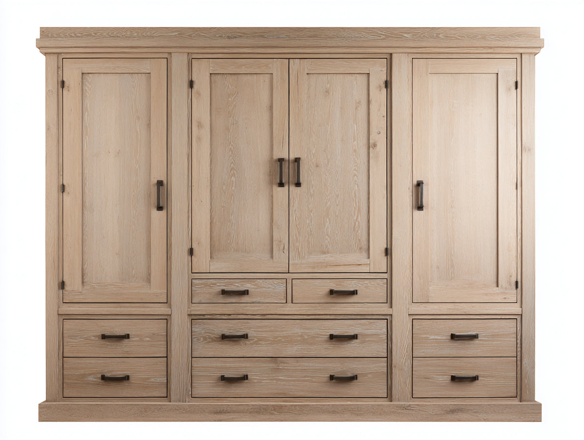 Armoire - Bois - 240x60x220 cm - Bois naturel - Style traditionnel