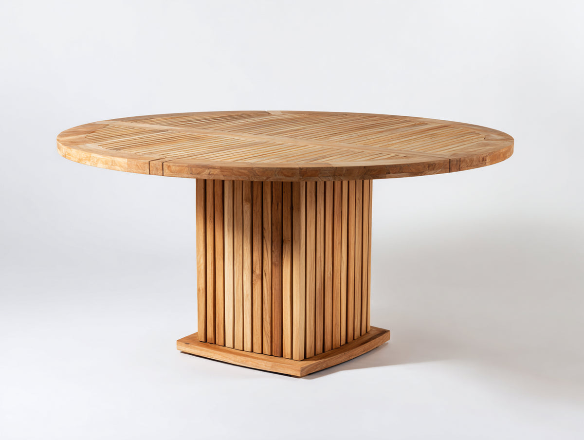 Table de jardin - Bois - 128x128x76 cm - Bois naturel - Style contemporain