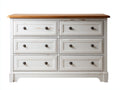 Commode - bois - 112x42x82 cm - blanc vieilli-bois naturel - style campagne
