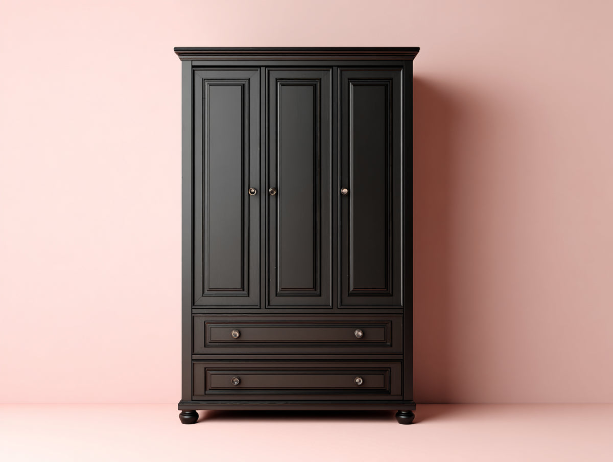 Armoire - Bois - 126x58x207 cm - Noir - Style classique