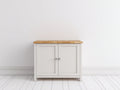 Buffet - bois - 82x38x86 cm - blanc cassé-bois naturel - style campagne moderne pour salle à manger
