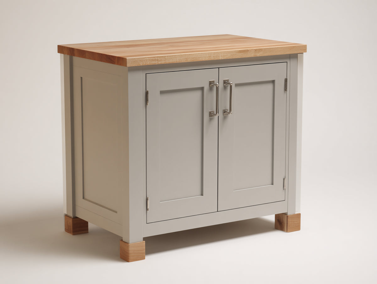 Buffet - bois - 92x43x86 cm - gris clair-bois naturel - style campagne moderne
