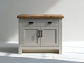Buffet - bois - 90x42x86 cm - gris clair-bois naturel - style campagne moderne