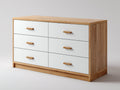 Commode - bois - 152x45x82 cm - blanc-bois naturel - style scandinave