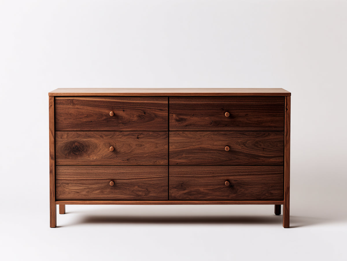 Commode - bois - 146x44x84 cm - noyer foncé - style contemporain