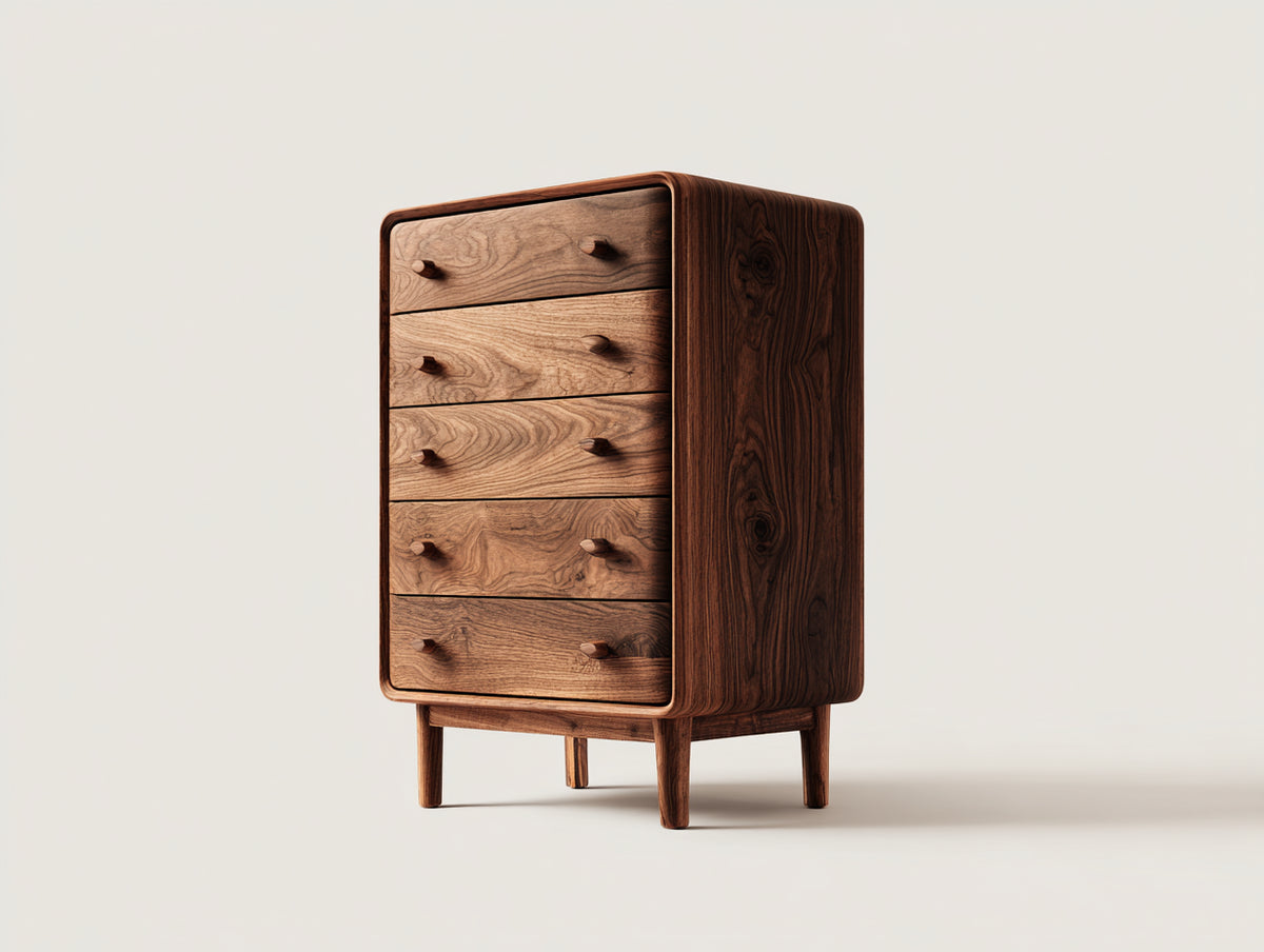 Commode - bois - 72x43x110 cm - noyer - style organique moderne