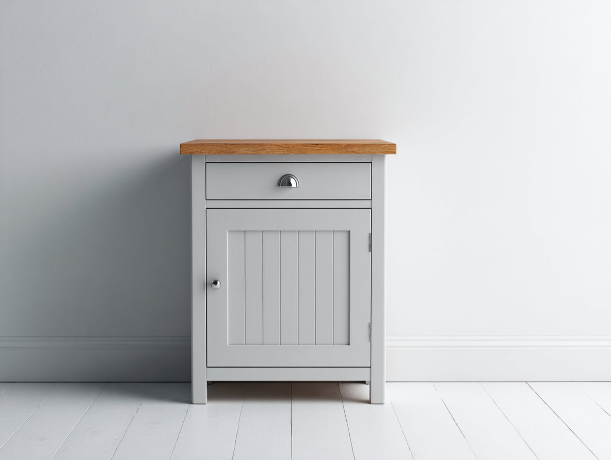 Buffet - bois - 56x37x86 cm - gris clair-bois naturel - style campagne compact