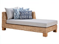 Bain de soleil - Rotin tressé-Tissu - 200x90x70 cm - Beige naturel-Gris clair - Contemporain