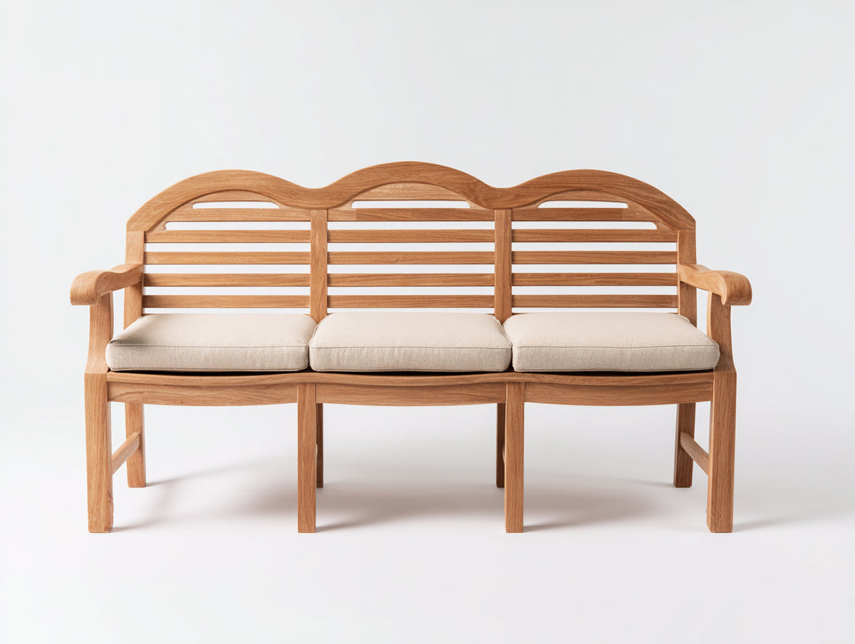 Banc de jardin - Bois-Tissu - 168x64x94 cm - Bois naturel-Beige - Classique
