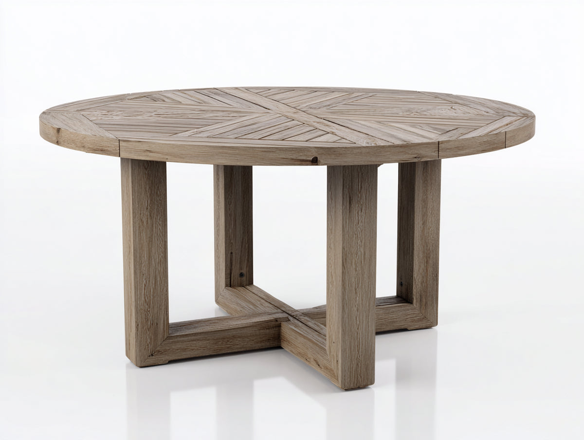 Table de jardin - Bois - 132x132x75 cm - Bois grisé - Style campagne