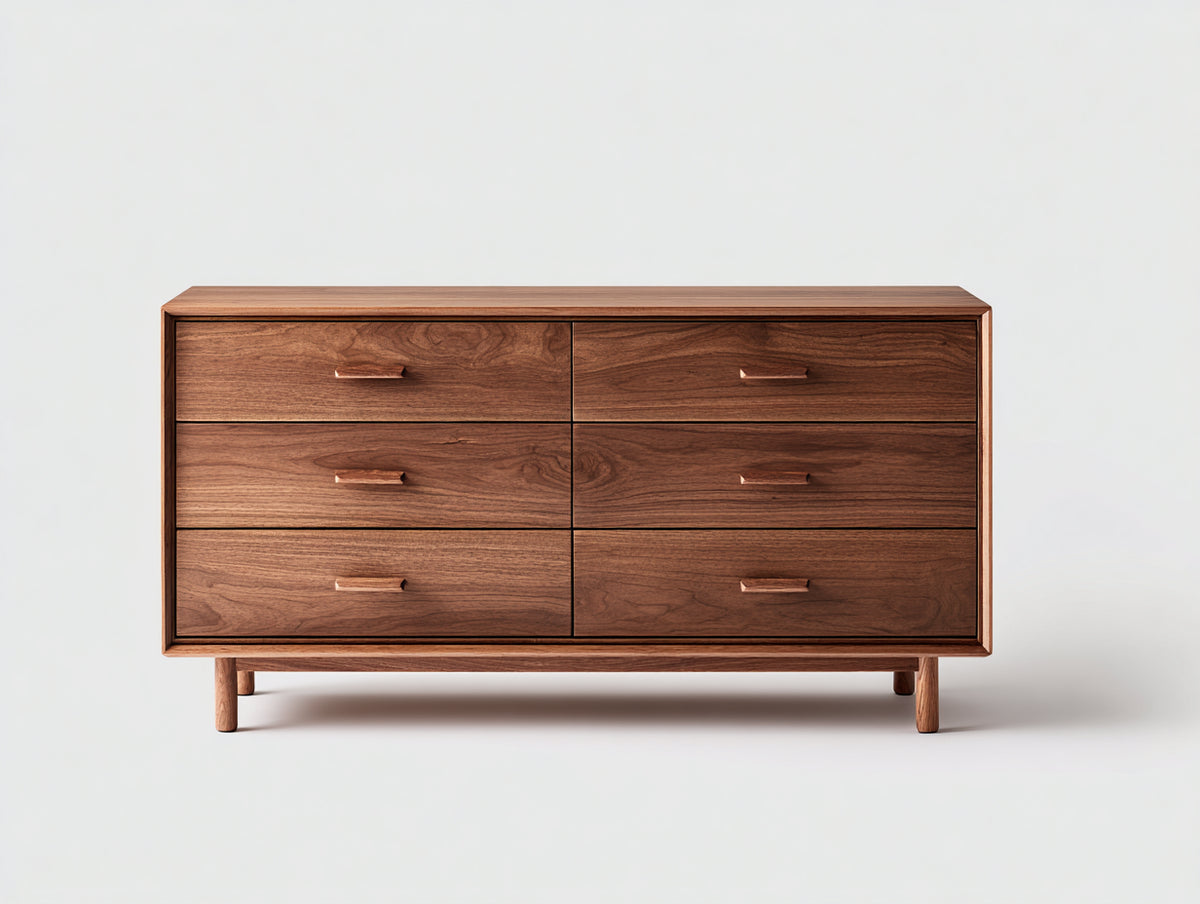 Commode - bois - 145x43x82 cm - noyer - style rétro moderne