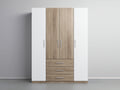 Armoire - Bois - 186x57x201 cm - Blanc-Bois naturel - Style contemporain