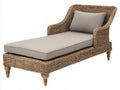 Bain de soleil - Rotin tressé-Tissu - 190x82x90 cm - Beige naturel-Grège - Traditionnel