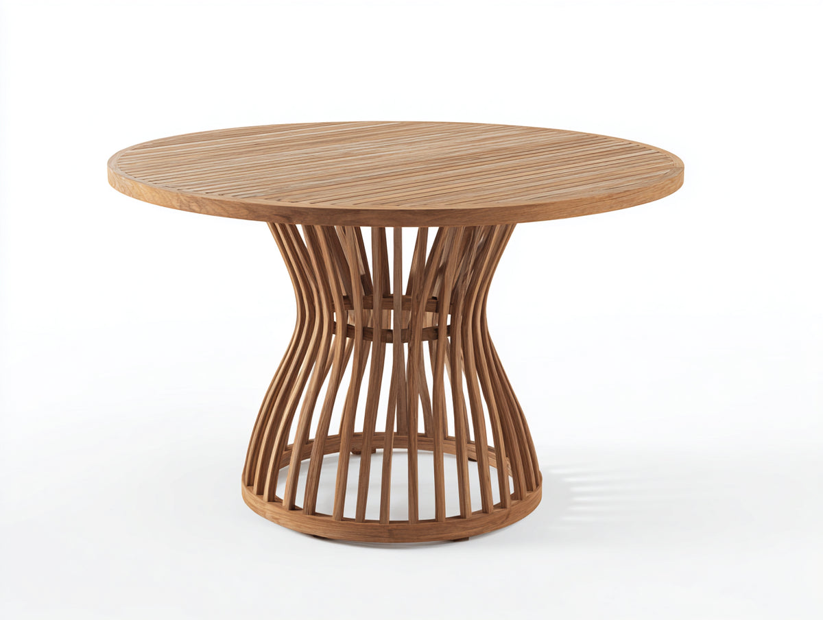 Table de jardin - Bois - 124x124x75 cm - Bois naturel - Style organique